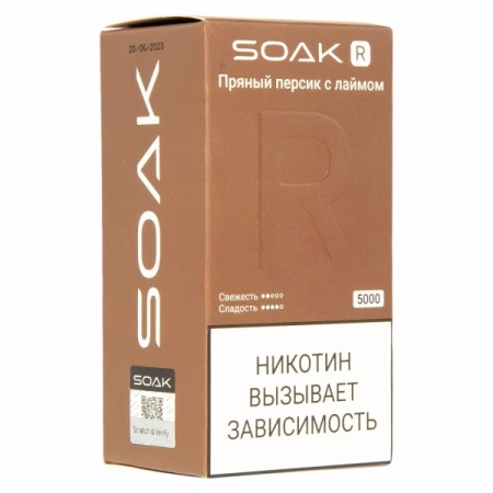 Электронная сигарета SOAK R – Пряный персик с лаймом 5000 затяжек