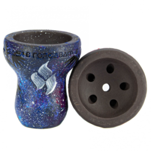 Чашка Panda турка тёмная с принтом сине-фиолетовая