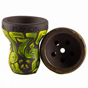 Чашка Panda турка тёмная с принтом жёлто-зелёная