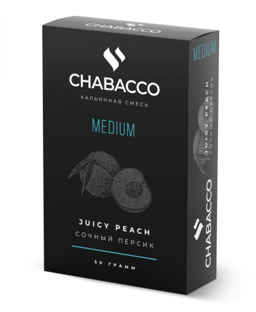 Табак для кальяна Chabacco MEDIUM – Juicy peach 50 гр.