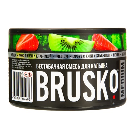Смесь для кальяна BRUSKO MEDIUM – Арбуз с киви и клубникой 250 гр.